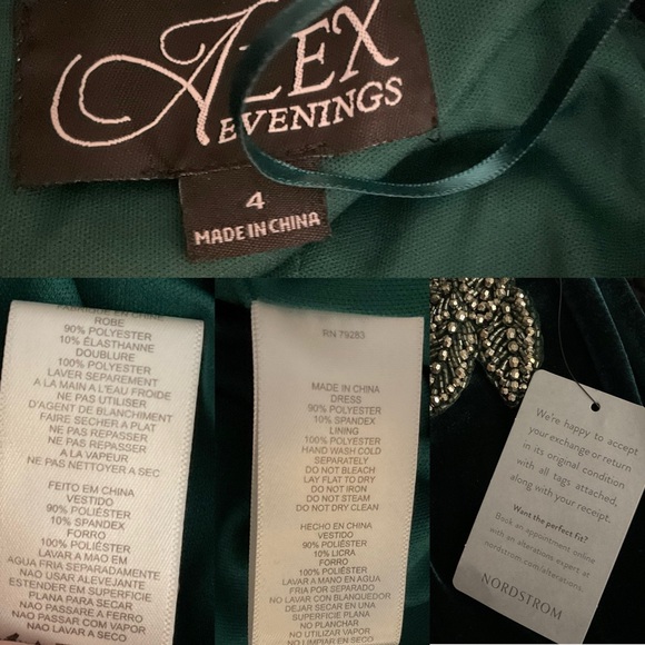 Alex Evenings Off the Shoulder Velvet Sheath Dress in Forest Green Size 4 NWT - Picture 16 of 16